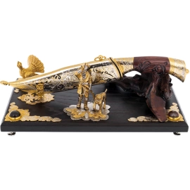 Нож на подставке "Охота на дичь" Златоуст