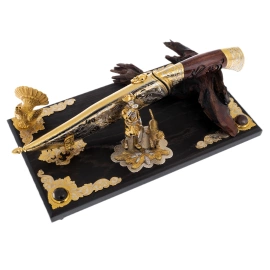 Нож на подставке "Охота на дичь" Златоуст