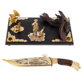 Нож на подставке "Охота на дичь" Златоуст