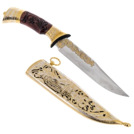 Нож на подставке "Охота на дичь" Златоуст