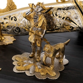 Нож на подставке "Охота на дичь" Златоуст