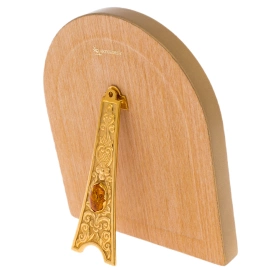 Икона на натуральном перламутре "Святая Троица" в золотой раме