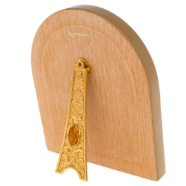 Икона на натуральном перламутре "Алексий Человек Божий" в золотой раме