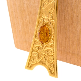 Икона на натуральном перламутре "Алексий Человек Божий" в золотой раме