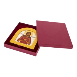 Икона на натуральном перламутре "Алексий Человек Божий" в золотой раме