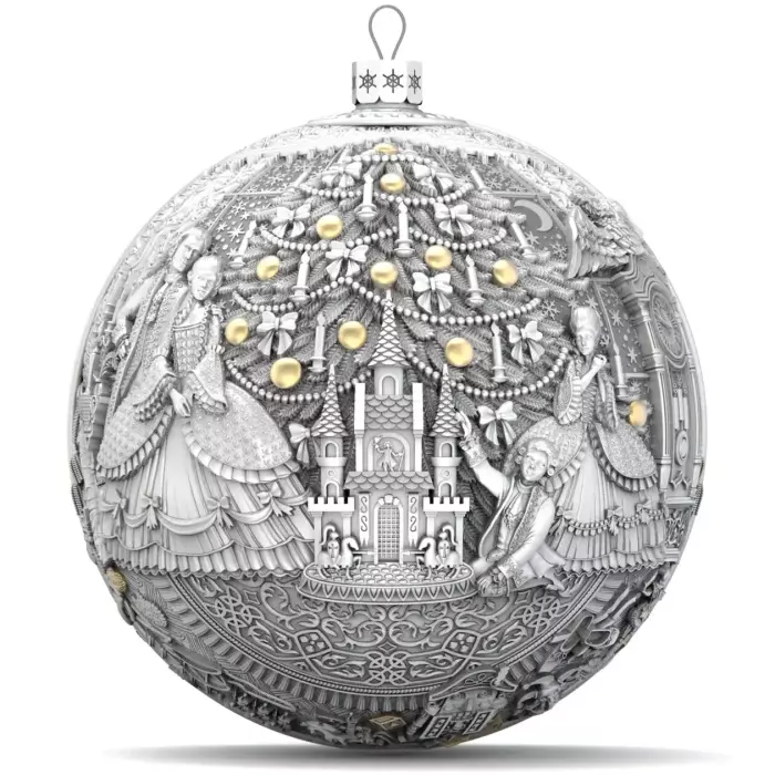 Серебряный шар "Щелкунчик" с позолотой