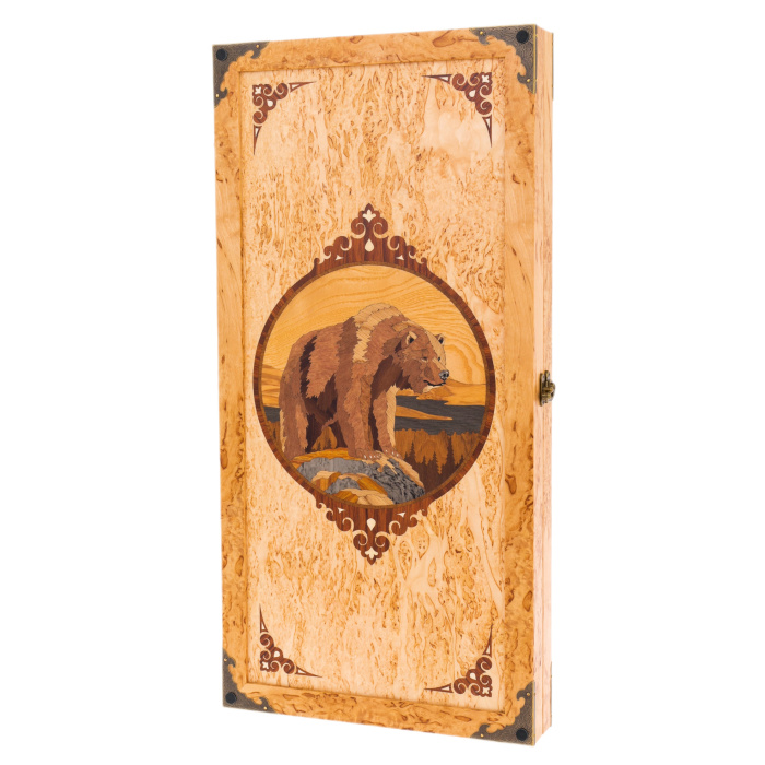 Нарды из карельской березы "Медведь" большие