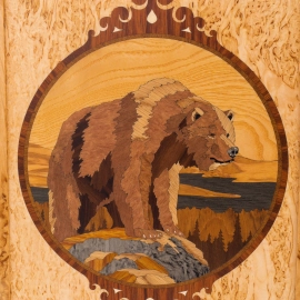 Нарды из карельской березы "Медведь" большие