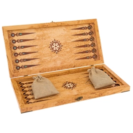 Нарды из карельской березы "Медведь" большие