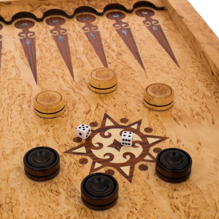 Нарды из карельской березы "Медведь" большие