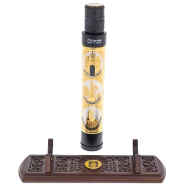 Труба подзорная с эмалями "Виды Москвы" на резной подставке, Златоуст