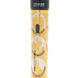 Труба подзорная с эмалями "Виды Москвы" на резной подставке, Златоуст