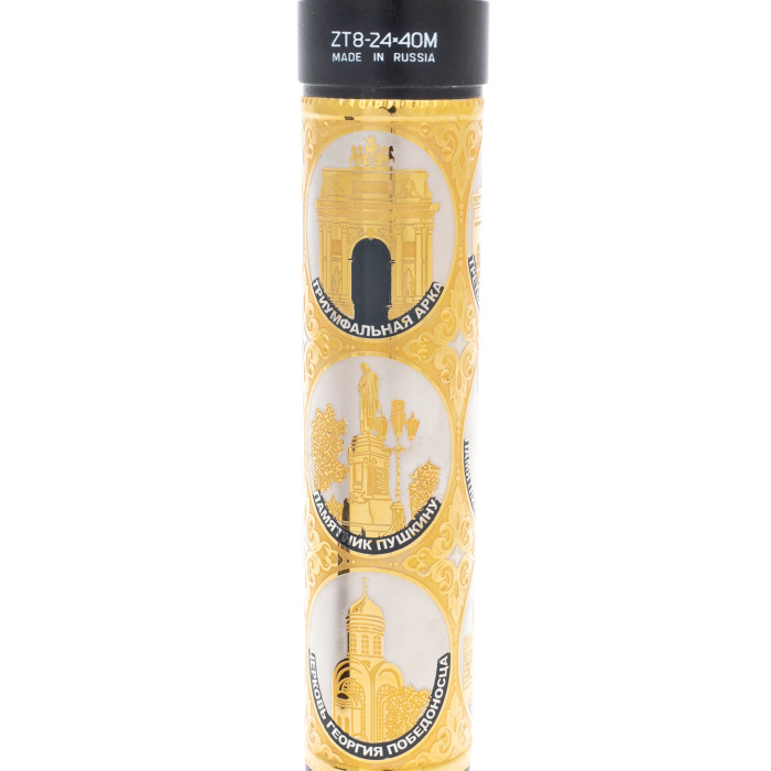 Труба подзорная с эмалями "Виды Москвы" на резной подставке, Златоуст