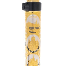 Труба подзорная с эмалями "Виды Москвы" на резной подставке, Златоуст