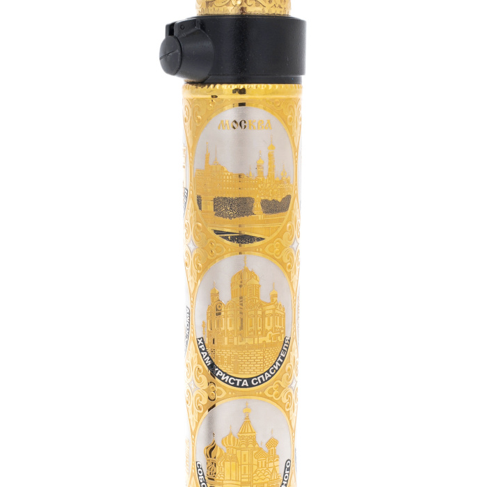 Труба подзорная с эмалями "Виды Москвы" на резной подставке, Златоуст