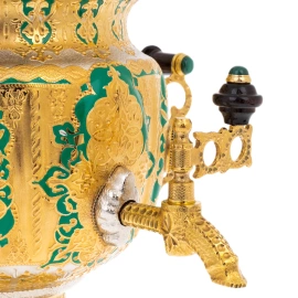 Чайный сервиз "Чаепитие"с малахитом, на 6 персон, 20 предметов, Златоуст