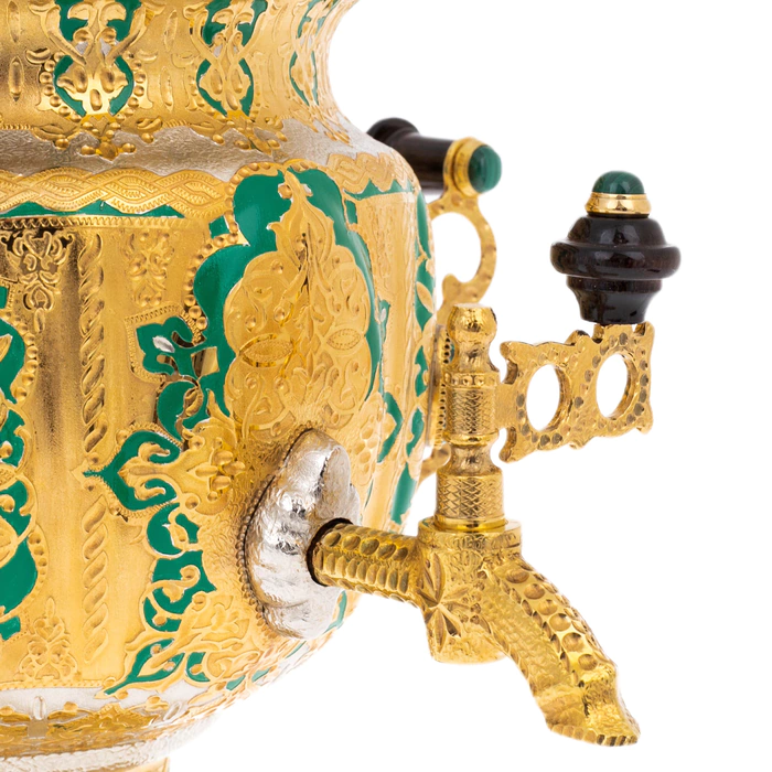 Tea set "Tea party" with malachite, for 6 persons, 20 items, Zlatoust