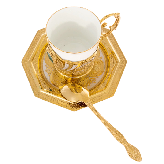 Izysk coffee steamer with malachite, for 1 person, Zlatoust