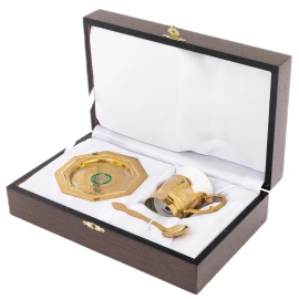 Кофейная пара "Изыск" с малахитом, на 1 персону, Златоуст