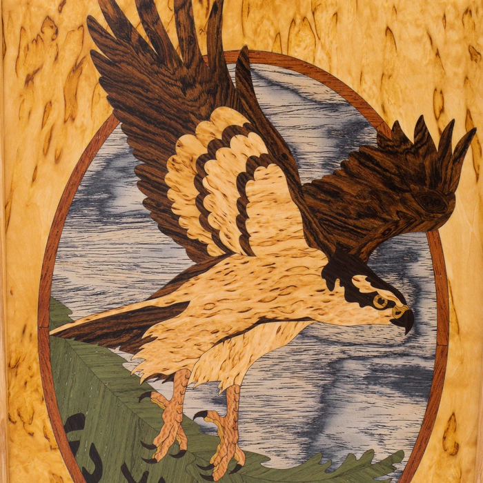 Karelian birch backgammon "Falcon on a branch"