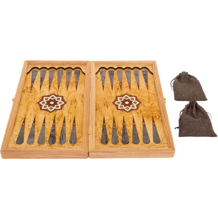 Karelian birch backgammon "Falcon on a branch"