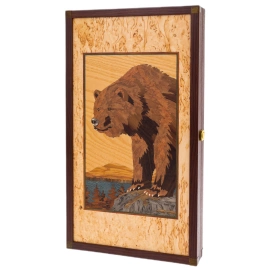 Нарды из карельской березы "Медведь" средние