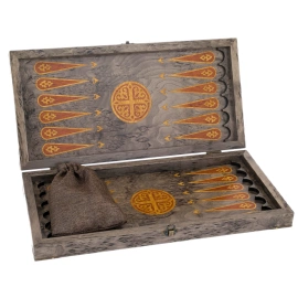 Нарды из карельской березы "Герб" черный