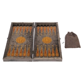 Нарды из карельской березы "Герб" красный