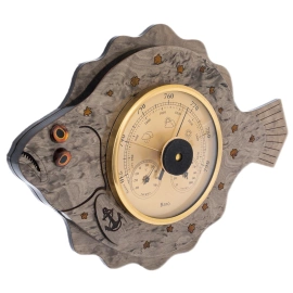 Барометр из карельской березы "Рыбка"