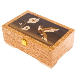 Шкатулка из карельской березы "Птичка" светлая