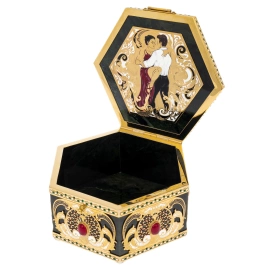 Шкатулка из нефрита "Танго вдвоем" Златоуст