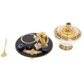 Икорница на нефрите "Русалка" с лазуритом, Златоуст