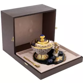 Икорница на нефрите "Русалка" с лазуритом, Златоуст