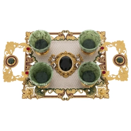 Набор пиал из нефрита "Ангелы" на 4 персоны, Златоуст