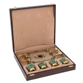 Набор пиал из нефрита "Ангелы" на 4 персоны, Златоуст