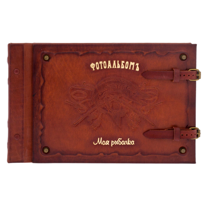 Genuine leather photo album "My fishing"
