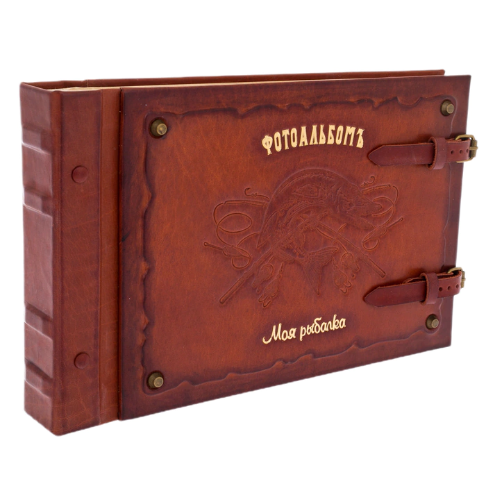 Genuine leather photo album "My fishing"