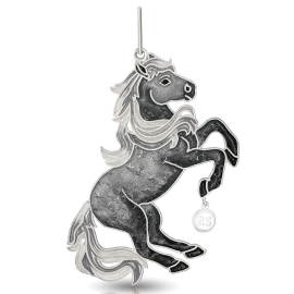 Ювелирная елочная игрушка "Серебряная лошадь"