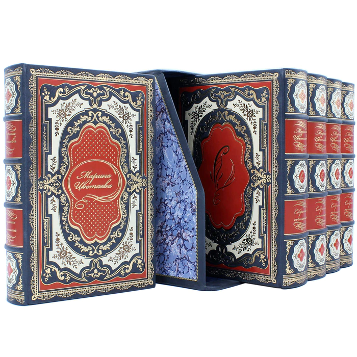 Gift books in a leather cover "Marina Tsvetaeva. Collected works" in 5 volumes