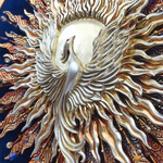 Panel-amulet with precious stones "Sunny Phoenix"