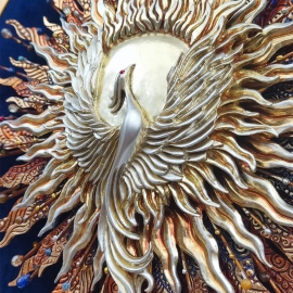 Панно-оберег с драгоценными камнями "Солнечный Феникс"