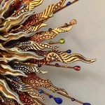 Panel-amulet with precious stones "Sunny Phoenix"