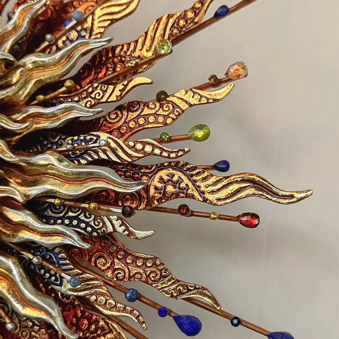 Panel-amulet with precious stones "Sunny Phoenix"