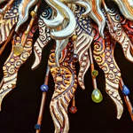 Panel-amulet with precious stones "Sunny Phoenix"