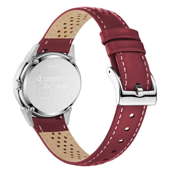Наручные кварцевые часы УЧЗ Наследие Олимпиада 1980 с красным ремешком