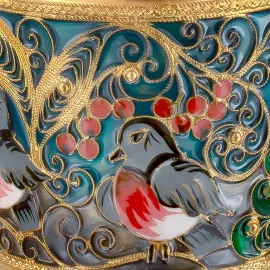 Кофейная пара "Снегири" с ложечкой