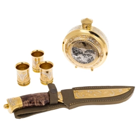 Набор охотничий "Охота на медведя" с ножом, на 3 персоны, Златоуст