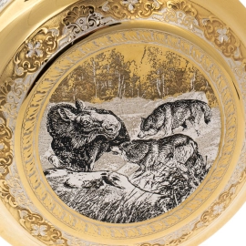 Набор охотничий "Охота на медведя" с ножом, на 3 персоны, Златоуст