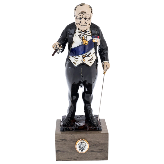 Statuette made of porcelain and Karelian birch "Winston Churchill"