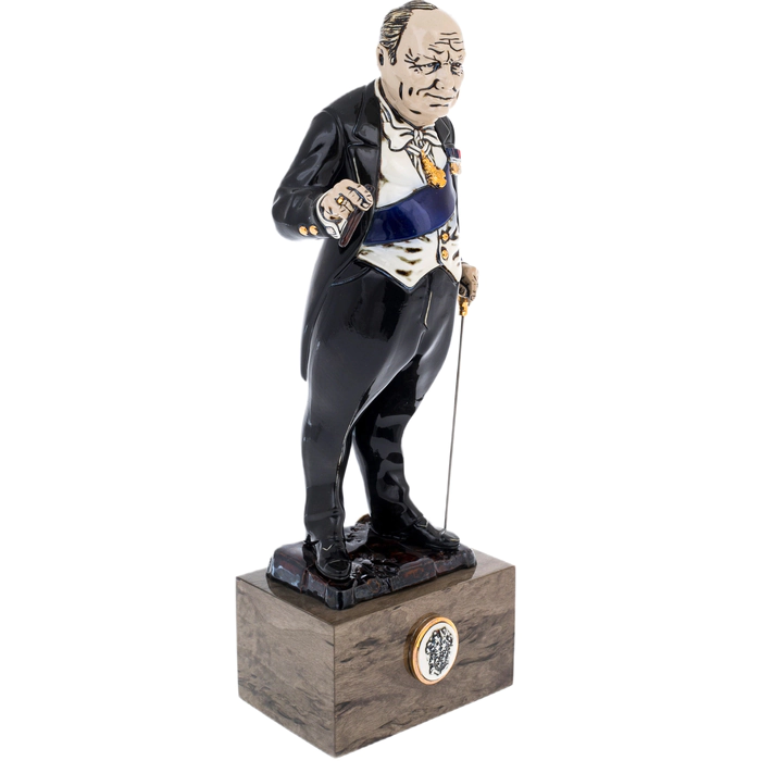 Statuette made of porcelain and Karelian birch "Winston Churchill"